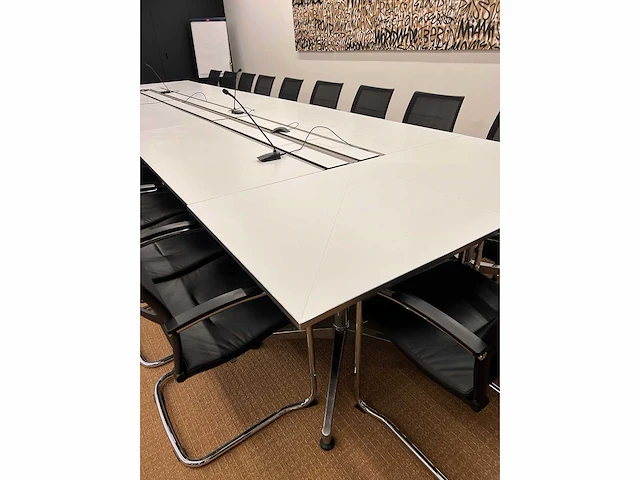 High-end vergadertafel, modulair b565xd170xh74 - wit generfd mdf met alu rand / alu verrijdbaar, opklapbaar - afbeelding 12 van  21