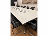 High-end vergadertafel, modulair b565xd170xh74 - wit generfd mdf met alu rand / alu verrijdbaar, opklapbaar - afbeelding 12 van  21