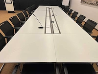 High-end vergadertafel, modulair b565xd170xh74 - wit generfd mdf met alu rand / alu verrijdbaar, opklapbaar - afbeelding 15 van  21