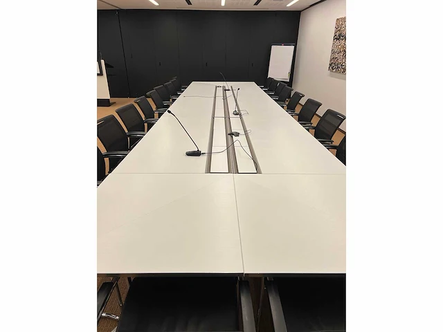 High-end vergadertafel, modulair b565xd170xh74 - wit generfd mdf met alu rand / alu verrijdbaar, opklapbaar - afbeelding 16 van  21