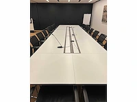 High-end vergadertafel, modulair b565xd170xh74 - wit generfd mdf met alu rand / alu verrijdbaar, opklapbaar - afbeelding 16 van  21
