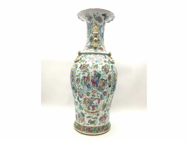 High quality decorated canton porcelain set. palace scenery. famille rose. 19th century. - afbeelding 16 van  77