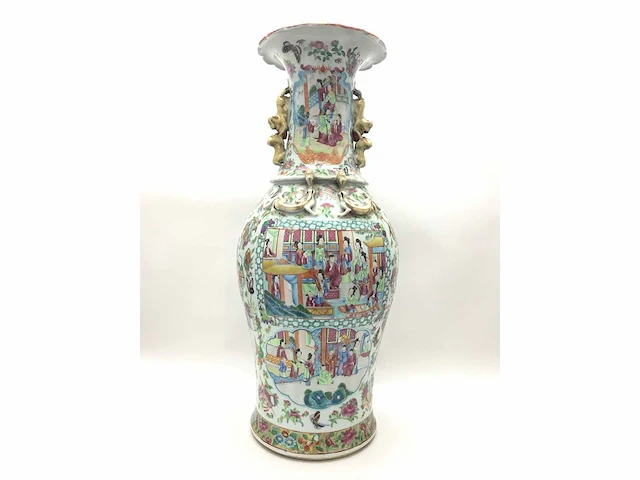 High quality decorated canton porcelain set. palace scenery. famille rose. 19th century. - afbeelding 21 van  77
