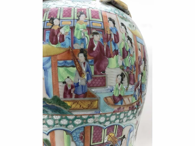 High quality decorated canton porcelain set. palace scenery. famille rose. 19th century. - afbeelding 26 van  77