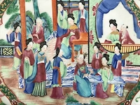 High quality decorated canton porcelain set. palace scenery. famille rose. 19th century. - afbeelding 64 van  77