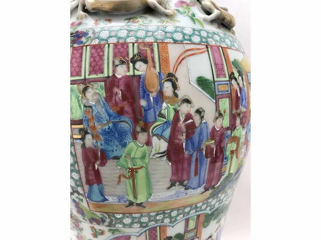High quality decorated canton porcelain set. palace scenery. famille rose. 19th century. - afbeelding 76 van  77