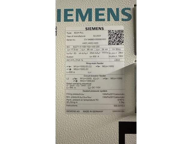 High voltage switch gear siemens - afbeelding 3 van  8