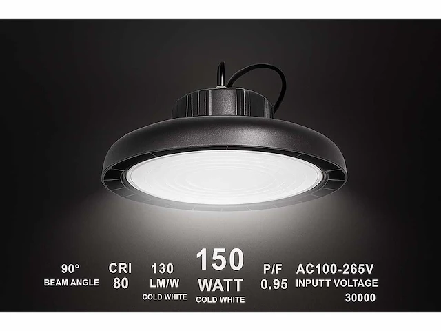 Highbay pro led 150w – 6500k koud wit – ip65 waterdicht – 19.500 lm (x15) - afbeelding 1 van  5