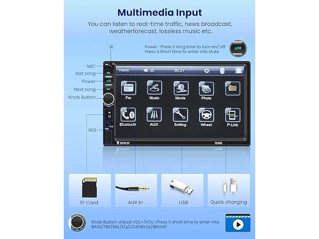 Hikity dubbeldin autoradio - afbeelding 5 van  7