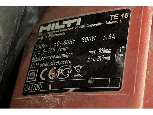 Hilti boorhamer te16 - afbeelding 4 van  4