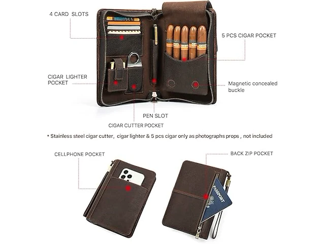Hiram sigaar travel case - afbeelding 3 van  4