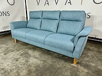 Hjort knudsen - 3-zits bank blauw met hoge rug en houten poot - afbeelding 1 van  5