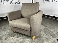 Hjort knudsen - fauteuil, bruin stof, houten poten, maat m - afbeelding 1 van  4