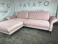 Hjort knudsen - hoekbank met lounge bed, elektrisch verstelbaar, roze microvezelstof, zwart metalen poten - afbeelding 7 van  9