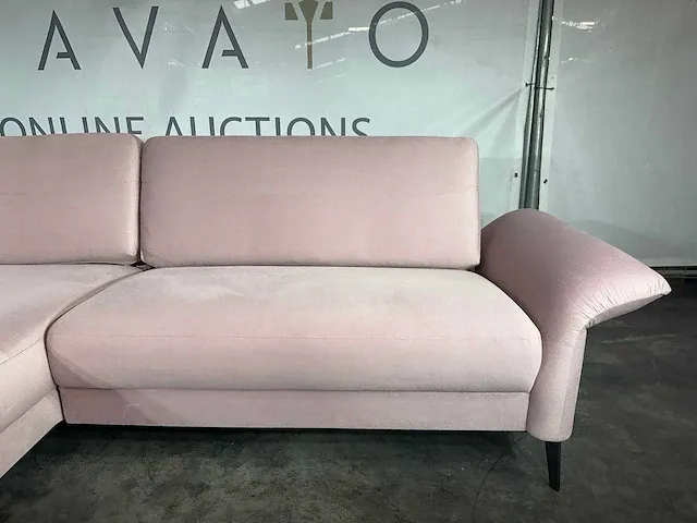 Hjort knudsen - hoekbank met lounge bed, elektrisch verstelbaar, roze microvezelstof, zwart metalen poten - afbeelding 9 van  9