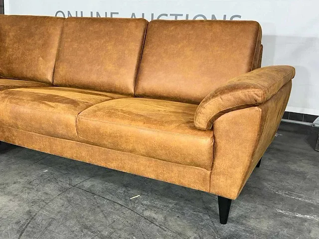 Hjort knudsen - hoekbank met open eiland, cognac ecoleer, zwarte poten - afbeelding 2 van  8
