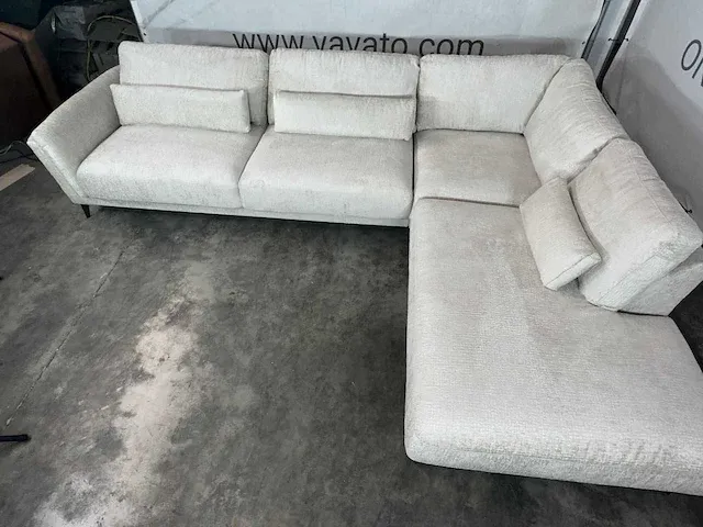 Hjort knudsen - hoekbank met open eiland, fusionstof naturel, zwart metalen poten - afbeelding 5 van  9