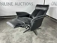 Hjort knudsen - m - relaxfauteuil, ani lux zwart leer, zwart metalen poot