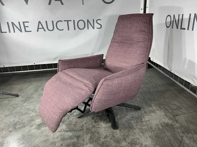 Hjort knudsen - m - relaxfauteuil, aubergine stof, mat m, handmatig verstelbaar - afbeelding 2 van  6