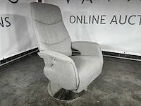 Hjort knudsen - maat m - relaxfauteuil, grijs stof, handmatig verstelbaar, rond chromen poot - afbeelding 4 van  7