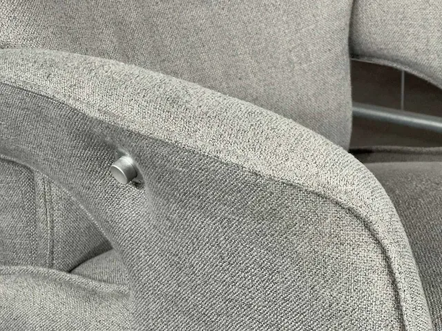 Hjort knudsen - maat m - relaxfauteuil, grijs stof, handmatig verstelbaar, rond chromen poot - afbeelding 5 van  7