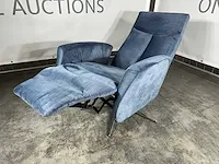 Hjort knudsen - relaxfauteuil, blauw veloursstof, maat m, handmatig verstelbaar - afbeelding 1 van  8