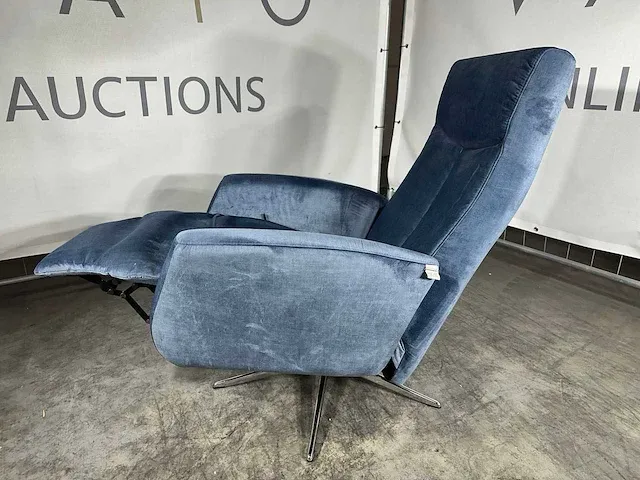 Hjort knudsen - relaxfauteuil, blauw veloursstof, maat m, handmatig verstelbaar - afbeelding 3 van  8