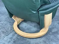 Hjort knudsen - relaxfauteuil, groen leer, handmatig verstelbaar, houten poot - afbeelding 4 van  5