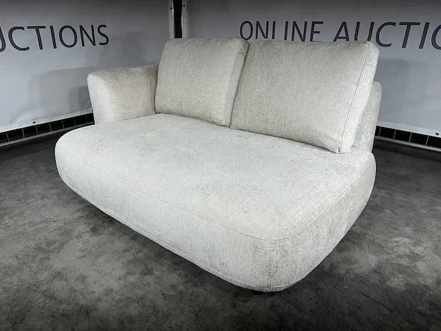 Hjort knudsen - ronde lounge, ecru stof, zwarte poten - afbeelding 1 van  5