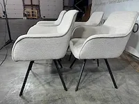 Hjort knudsen - set van 4 eetkamerstoelen, ecru stof, zwart metalen poten - afbeelding 3 van  6