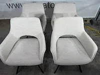 Hjort knudsen - set van 4 eetkamerstoelen, ecru stof, zwart metalen poten - afbeelding 4 van  6