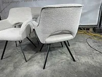 Hjort knudsen - set van 4 eetkamerstoelen, ecru stof, zwart metalen poten - afbeelding 5 van  6