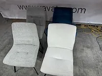Hjort knudsen - set van 4 eetkamerstoelen, wit/petrol/grijs/groen (velours) stof, mix&match, zwart metalen poten - afbeelding 2 van  7