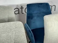 Hjort knudsen - set van 4 eetkamerstoelen, wit/petrol/grijs/groen (velours) stof, mix&match, zwart metalen poten - afbeelding 5 van  7