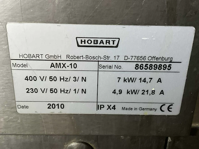 Hobart amx-10 korvenvaatwasmachine - afbeelding 4 van  6