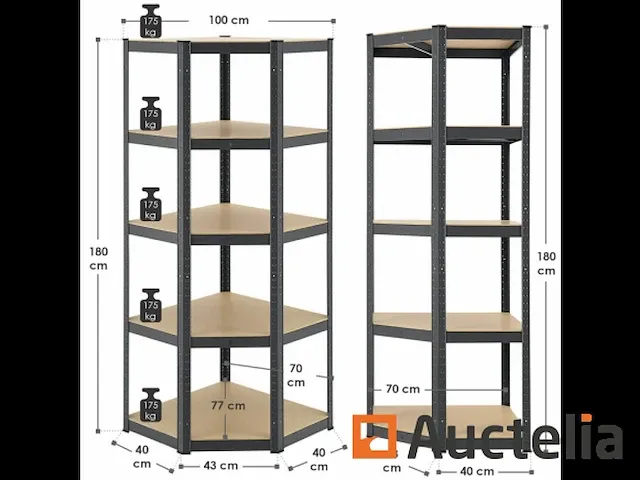 Hoek rek hoek basic 180 x 70 x 40 cm - afbeelding 2 van  4