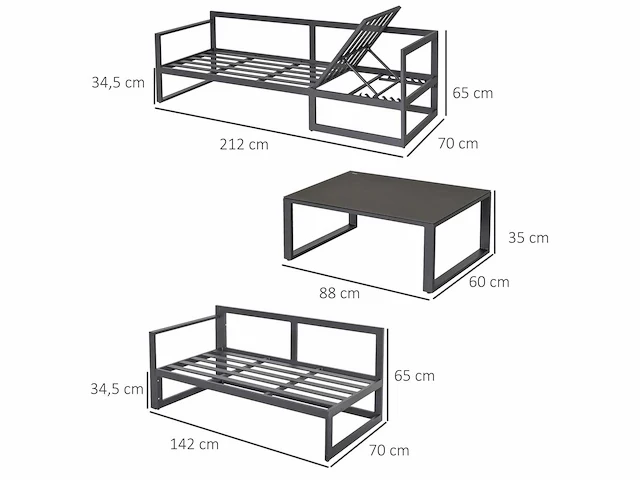 Hoek tuinmeubelset - 5 zitplaatsen grijs - afbeelding 9 van  14