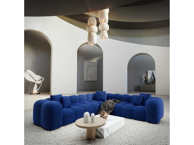 Hoekbank - atlantisch blauw fluweel - afbeelding 2 van  8