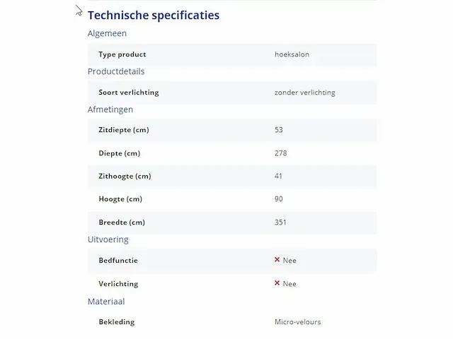 Hoeksalon ellis in microvelours - afbeelding 4 van  4