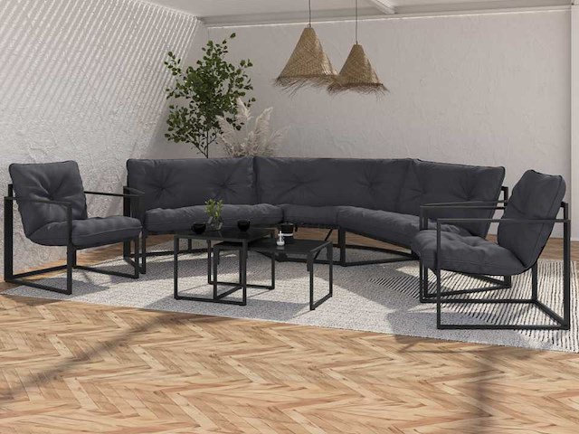 Hoektuinmeubelen - 8 zitplaatsen - grijs staal - afbeelding 1 van  10