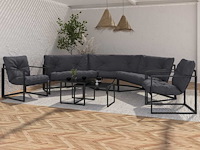 Hoektuinmeubelen - 8 zitplaatsen - grijs staal - afbeelding 1 van  10