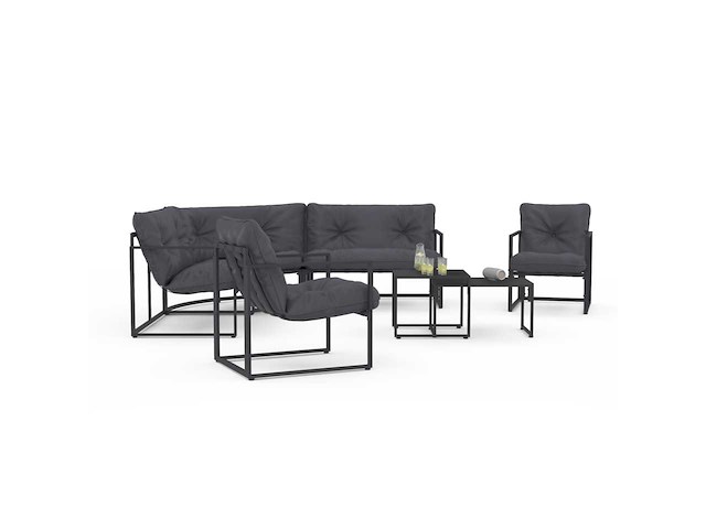 Hoektuinmeubelen - 8 zitplaatsen - grijs staal - afbeelding 9 van  10
