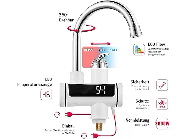 Hogart elektrische kraan met doorstroomboiler - afbeelding 3 van  4