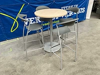 Hoge ronde tafel + 4x barkruk brune dreki - afbeelding 1 van  6