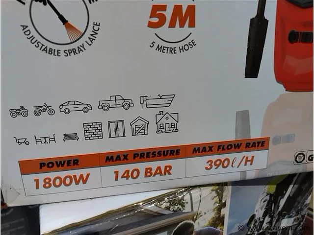 Hogedrukreiniger 220 volt, 140 bar, incl toebehoren - afbeelding 7 van  23