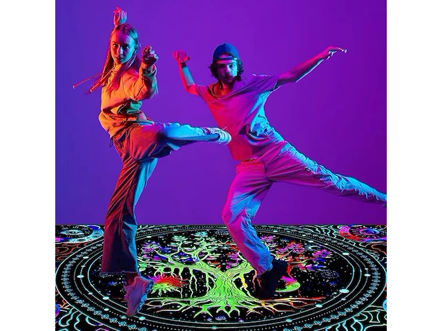 Holavida blacklight levensboom tapijt - afbeelding 1 van  3