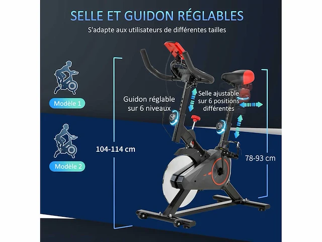 Hometrainer - fitnessfiets met lcd-scherm - afbeelding 5 van  7
