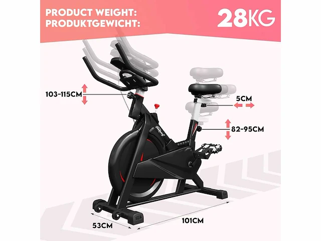 Hometrainer - met scherm, ergometer, 8kg vliegwiel - afbeelding 5 van  5