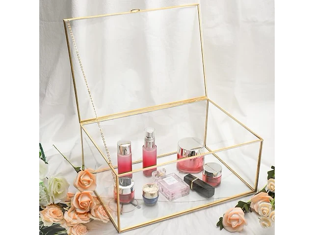 Homtone gouden vintage glazen doos - afbeelding 1 van  2