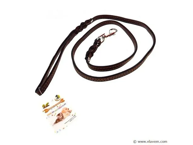 Hondenriemen ala, gevlochten leer, 120 cm breed, 1,2 cm breed - afbeelding 1 van  1